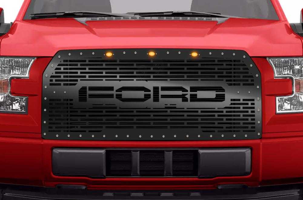 300 Industries, 1 Piece Conversion Grille fits OEM Raptor Lights for Ford F150 2015-2017 - FORD