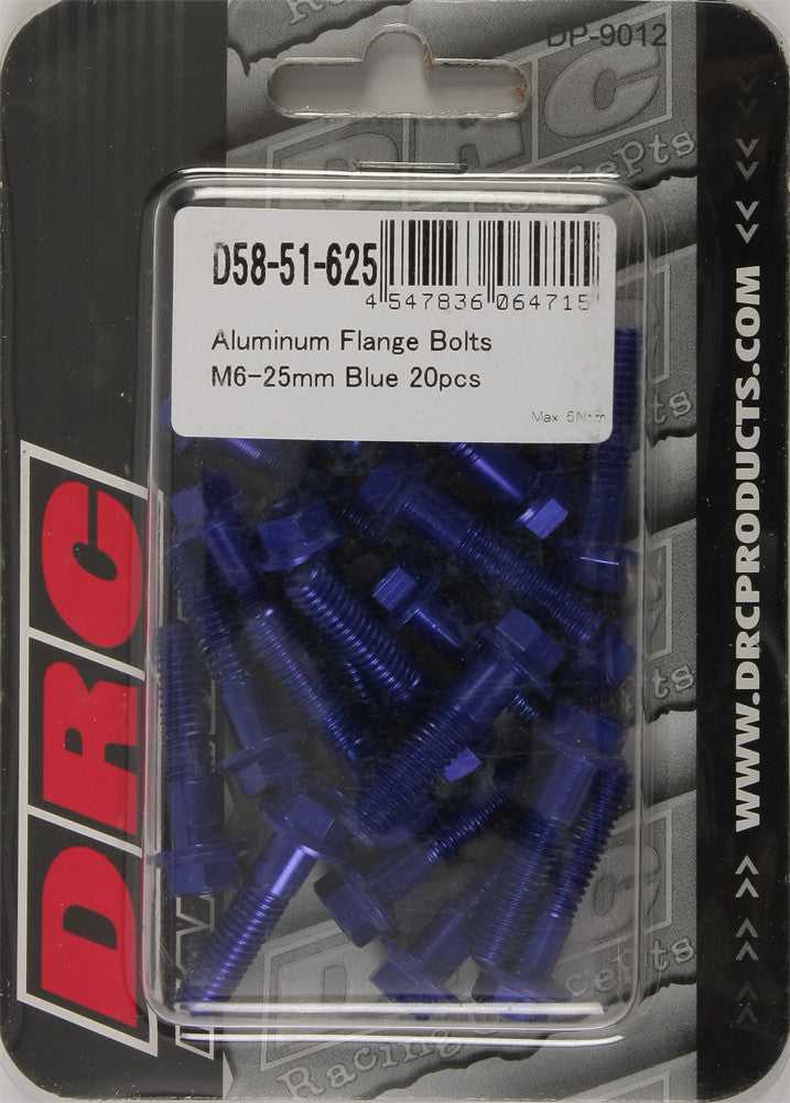 DRC, DRC ALUMINUM FLANGE BOLTS BLUE M6X25MM 20/PK D58-51-625