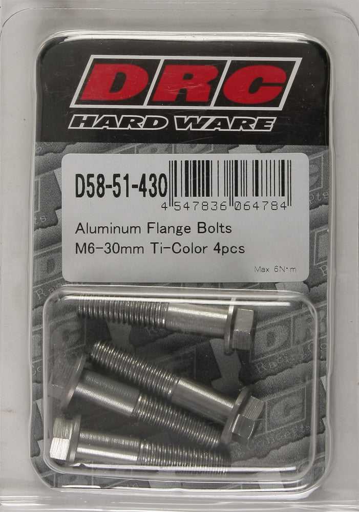 DRC, DRC ALUMINUM FLANGE BOLTS TITANIUM M6X30MM 4/PK D58-51-430